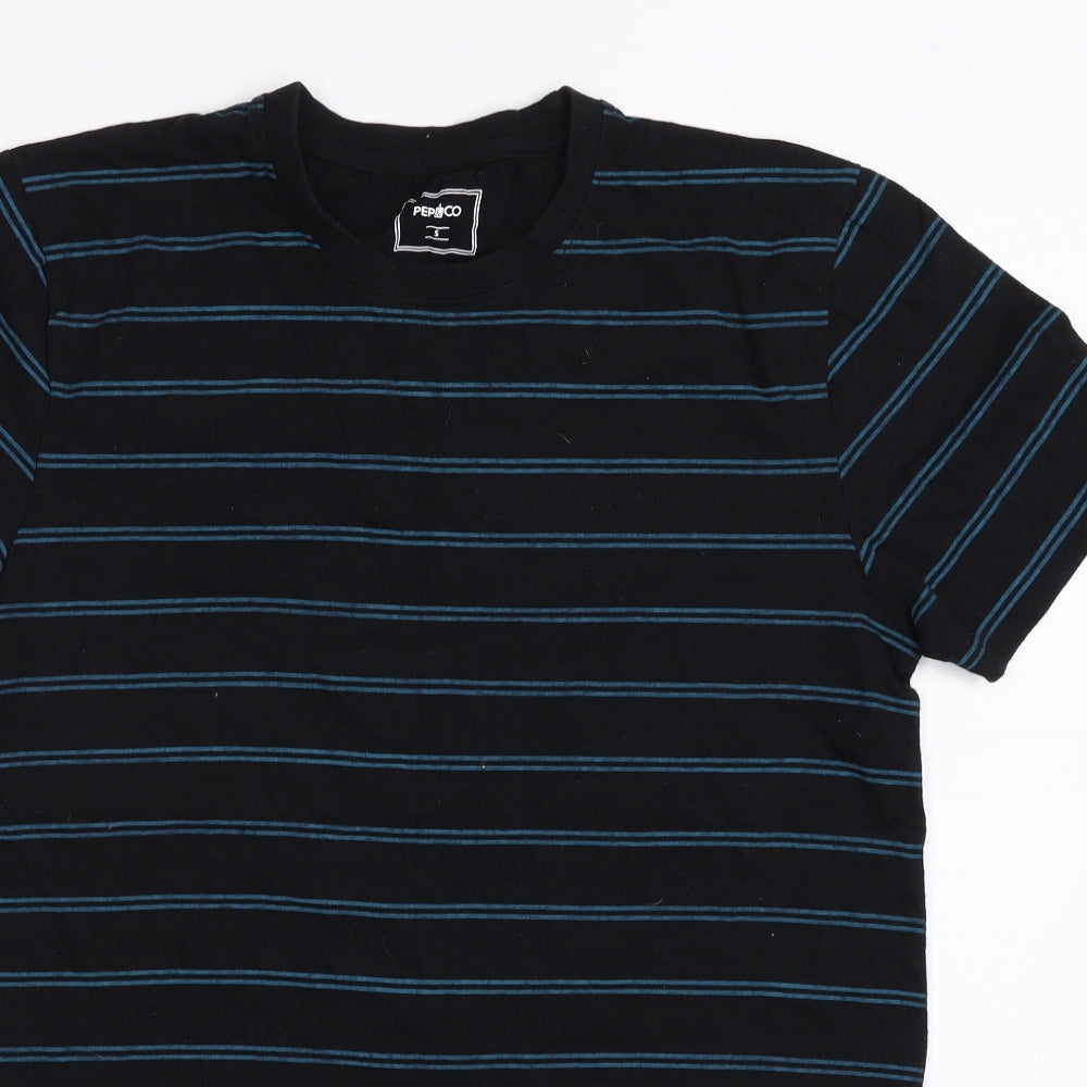 Pep&Co Mens Black Striped   T-Shirt Size S