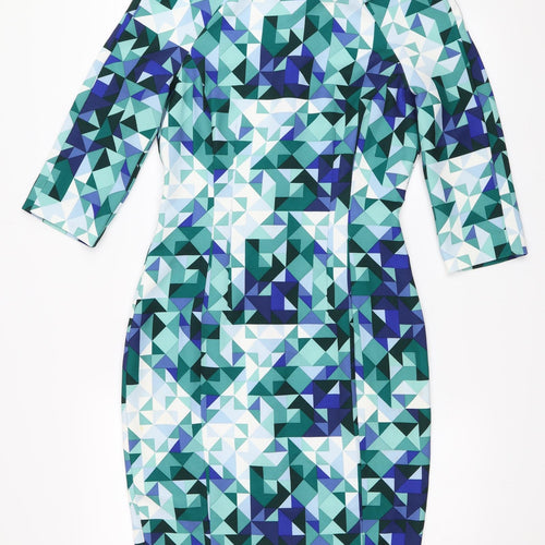 H&M Womens Green Geometric  Bodycon  Size 36