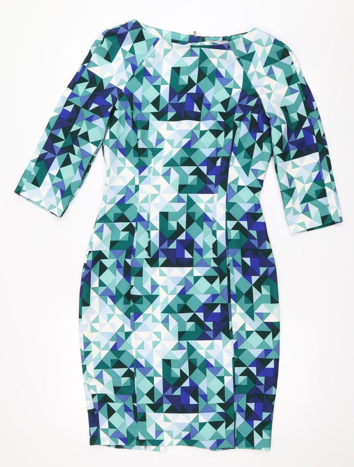 H&M Womens Green Geometric Bodycon Size 36