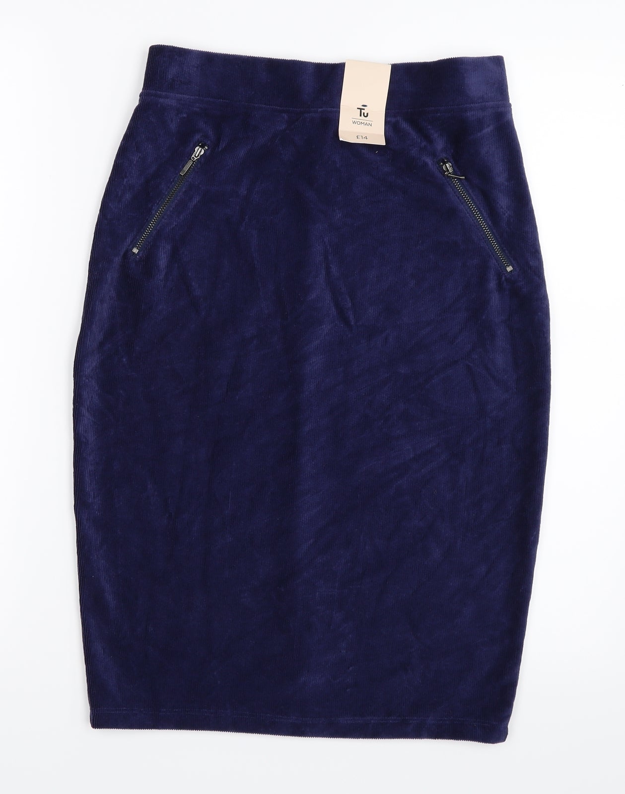 TU Womens Blue  Corduroy Straight & Pencil Skirt Size 8