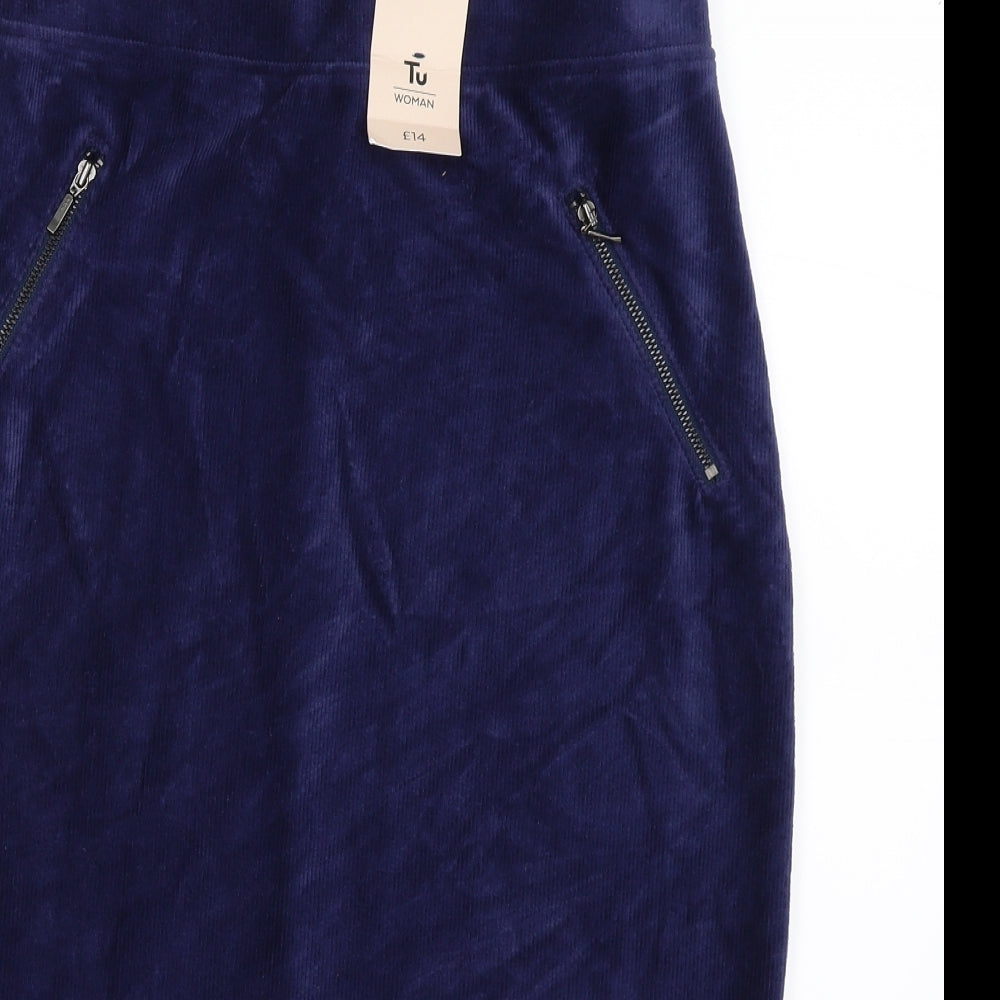 TU Womens Blue  Corduroy Straight & Pencil Skirt Size 8