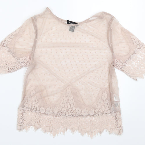 New Look Womens Pink  Mesh Basic Blouse Size 8