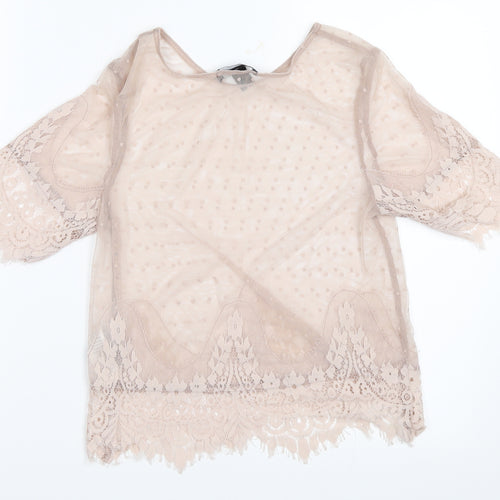 New Look Womens Pink  Mesh Basic Blouse Size 8