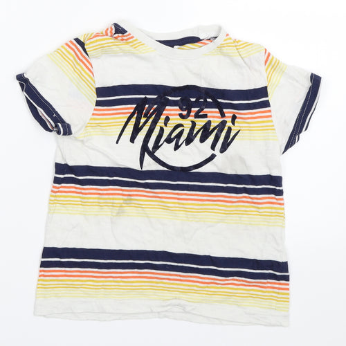 Primark Boys Silver Striped  Basic T-Shirt Size 4-5 Years