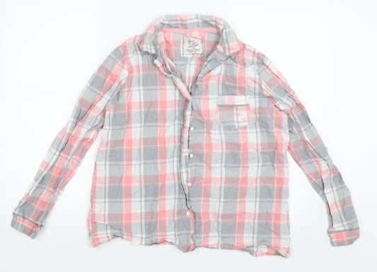 Front view of Primark women’s pink check top pyjama top, size UK 14