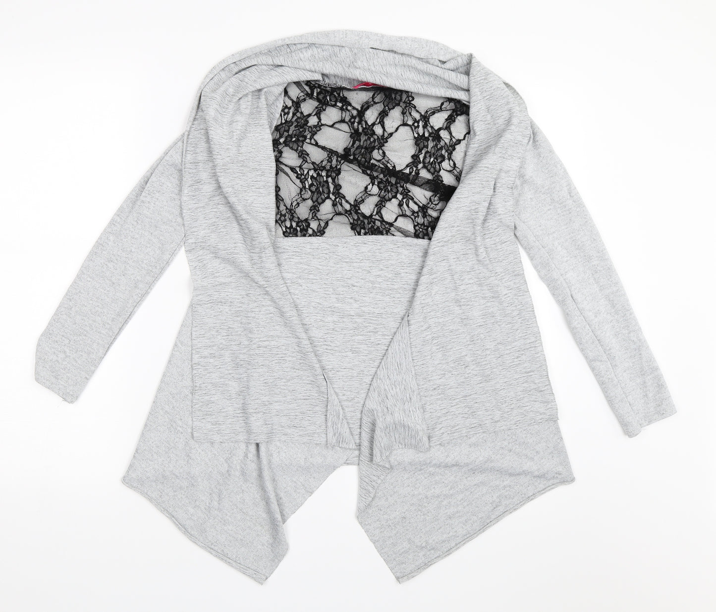 Miss Sassy Womens Grey   Cardigan Jumper Size M  - Waterfall Cardigan