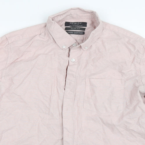 Primark Mens Pink    Button-Up Size M