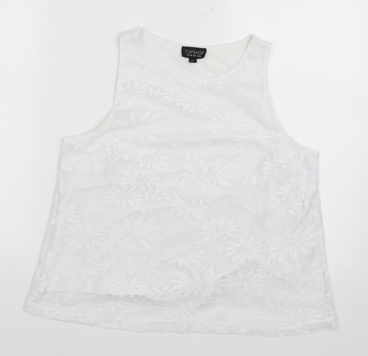 Topshop Womens White Basic Tank Size 10