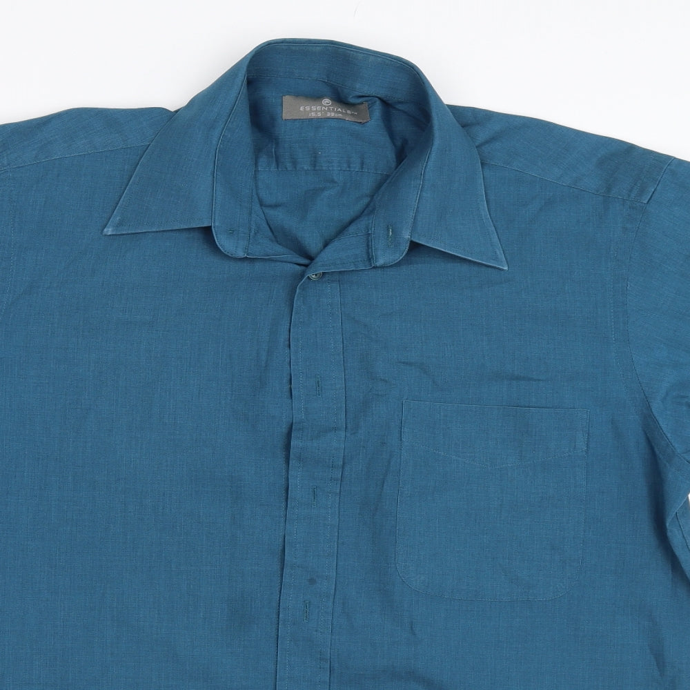 Essentials Mens Blue    Button-Up Size 15.5