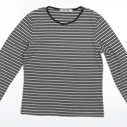 Poppy Womens Grey Striped  Pullover Jumper Size 12