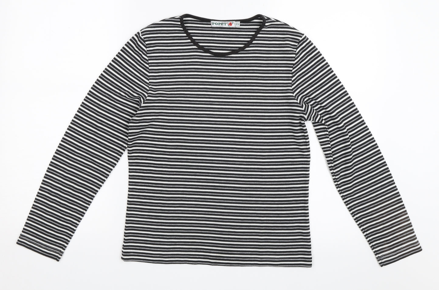 Poppy Womens Grey Striped  Pullover Jumper Size 12