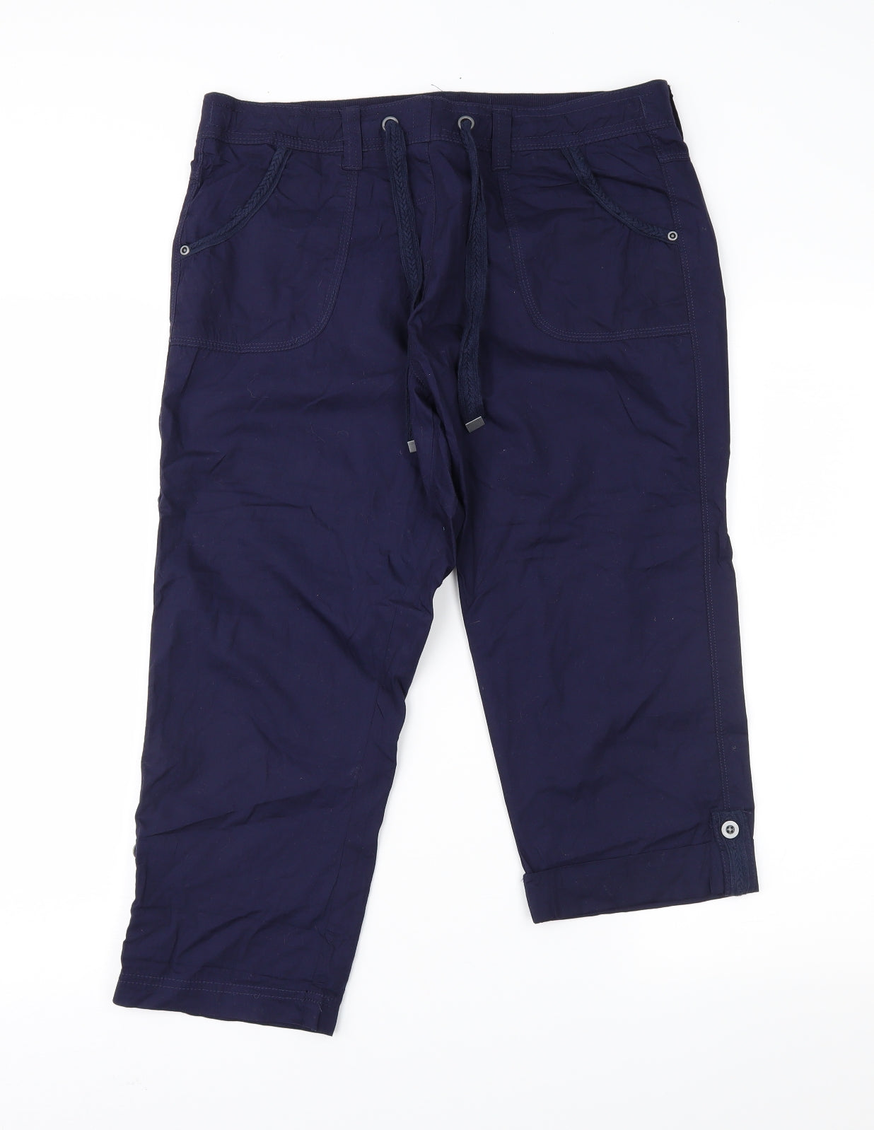 Peacocks Womens Blue   Cropped Trousers Size 12 L22 in