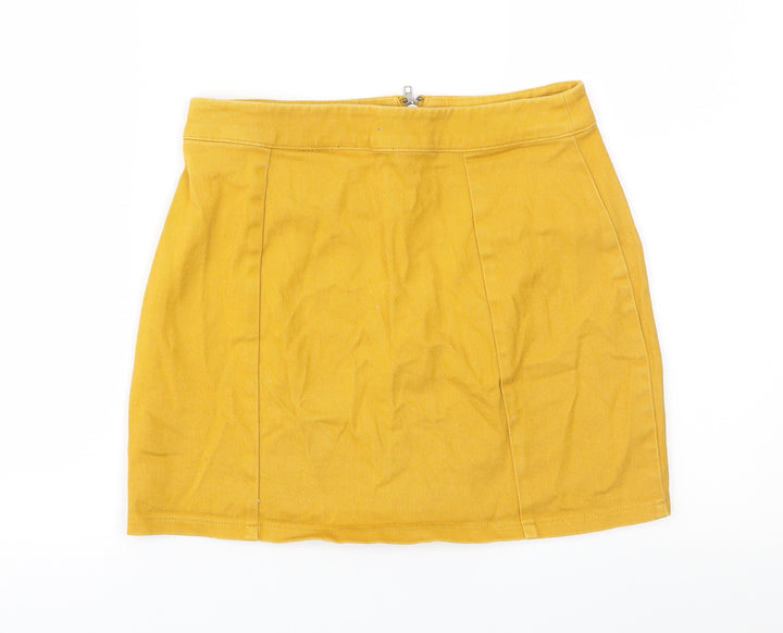FOREVER 21 Womens Yellow Denim A-Line Skirt Size S