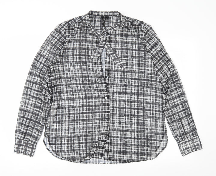 Mango Womens Grey Check Basic Blouse Size XL