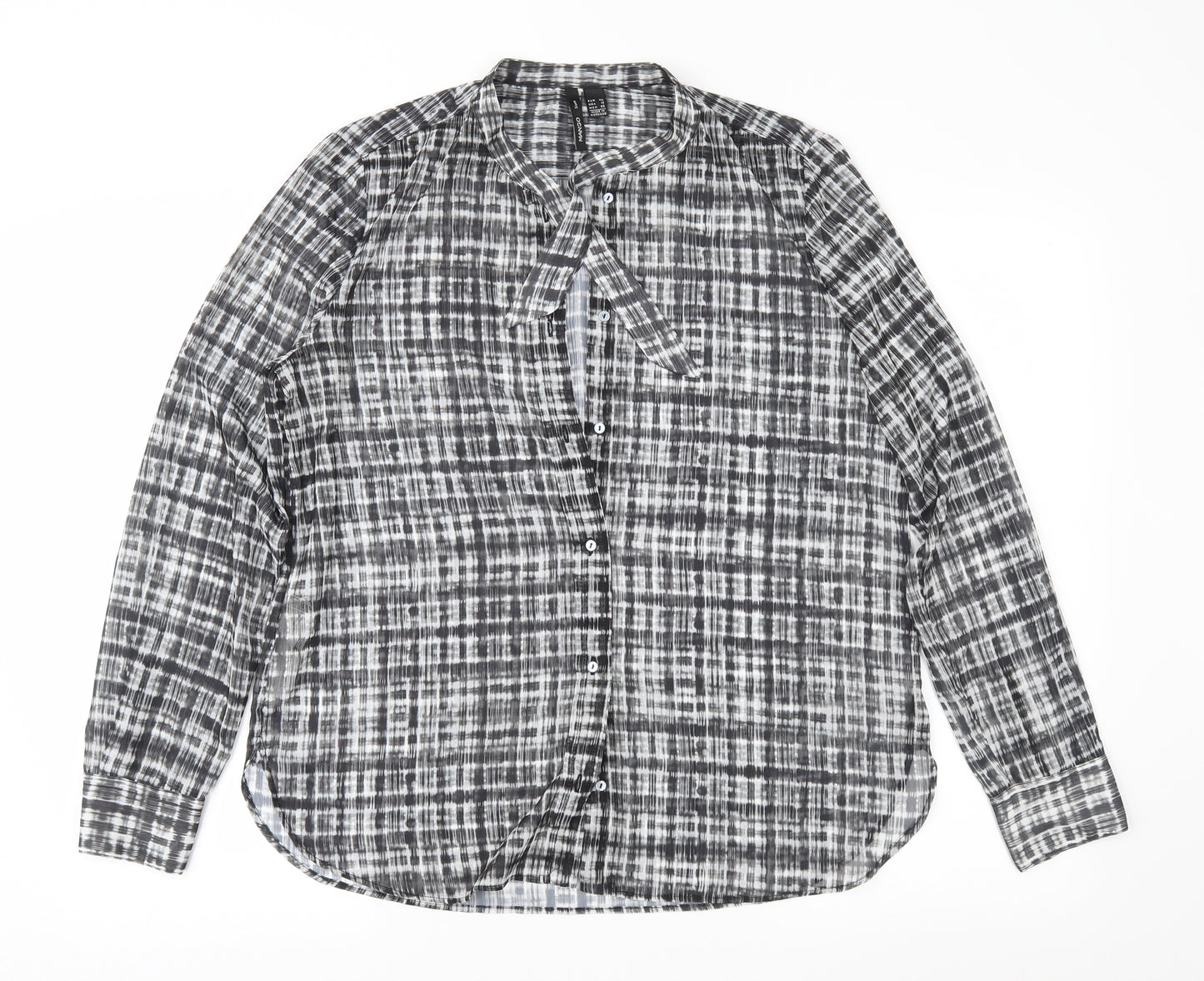 Mango Womens Grey Check  Basic Blouse Size XL