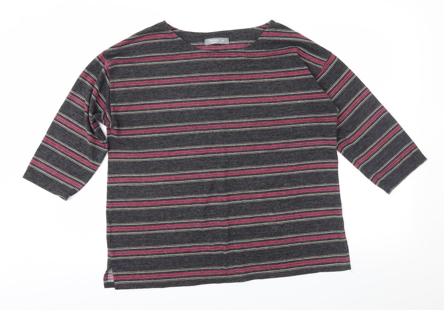 Papaya Womens Grey Striped  Basic T-Shirt Size 14