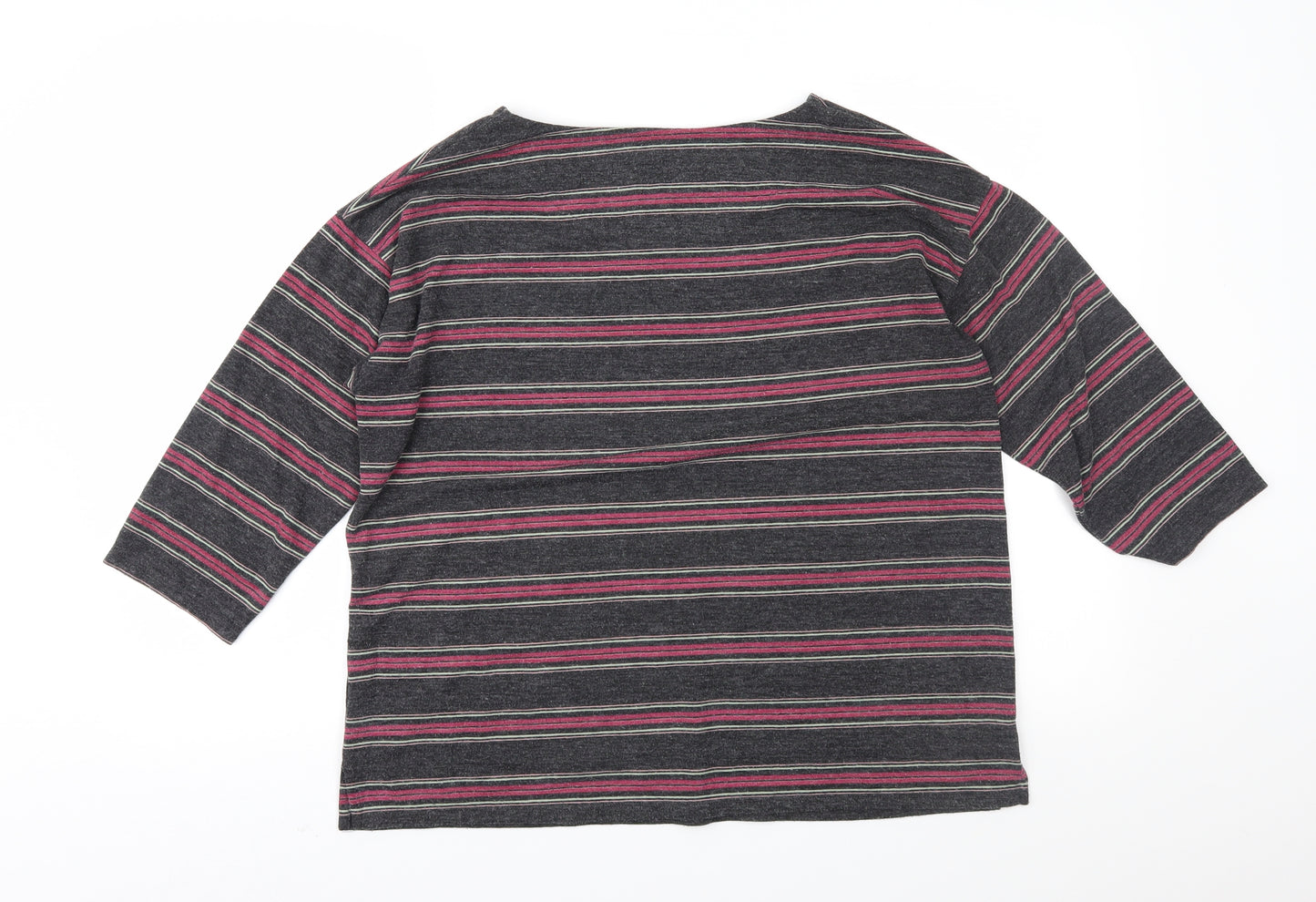 Papaya Womens Grey Striped  Basic T-Shirt Size 14