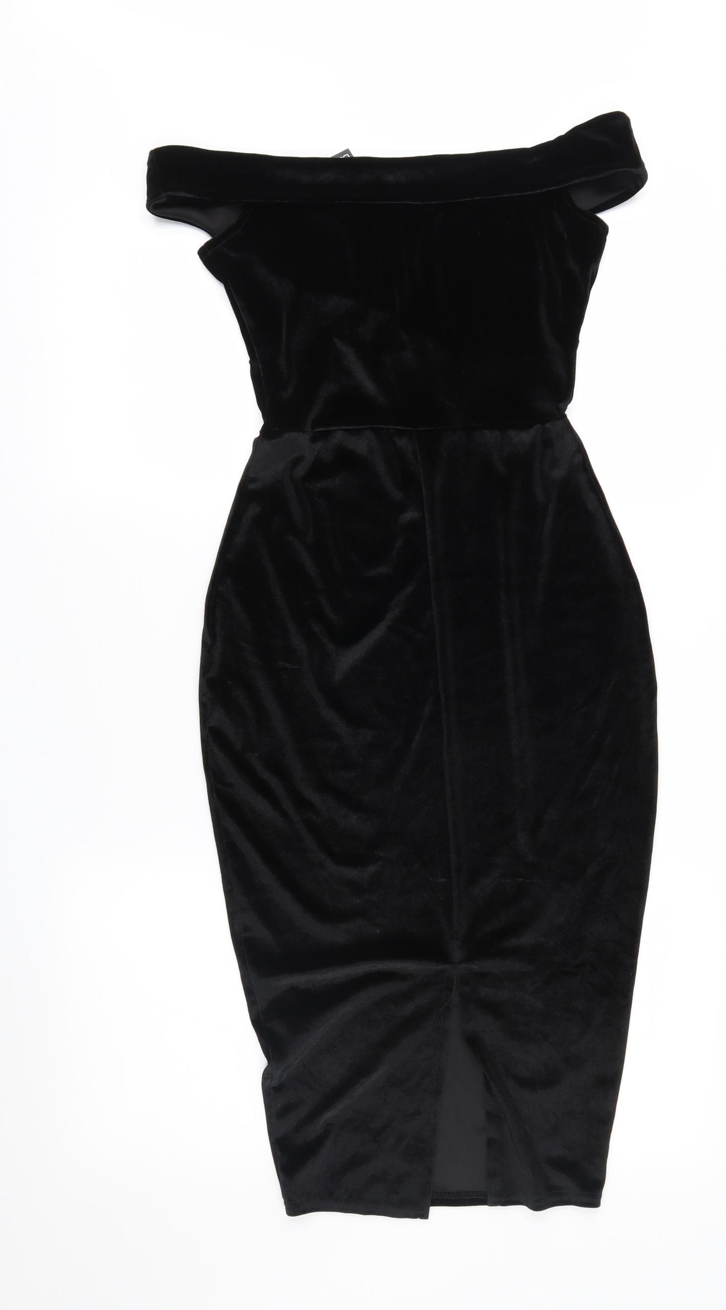 Boohoo Womens Black  Velour Sheath  Size 8