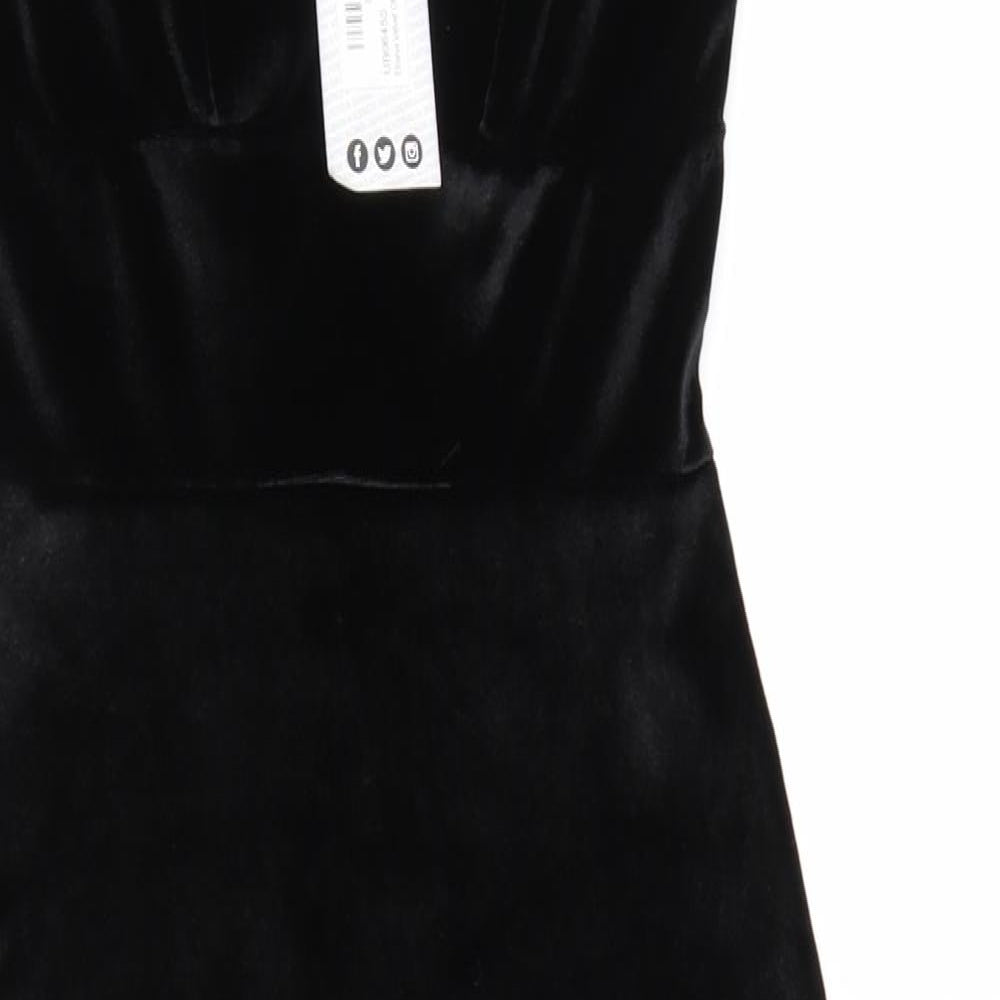 Boohoo Womens Black  Velour Sheath  Size 8