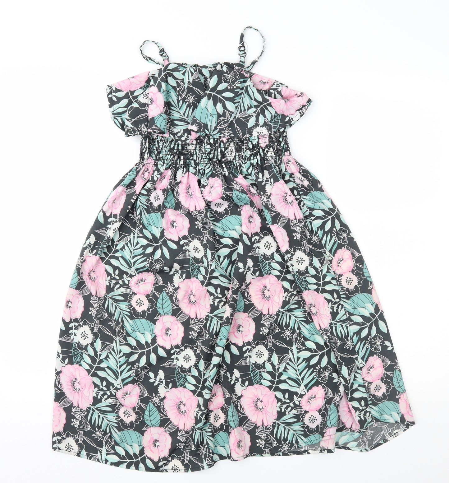 TU Girls Grey Floral  Maxi  Size 6 Years