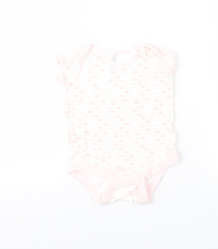 TU Girls Pink Geometric Romper One-Piece Size 3-6 Months