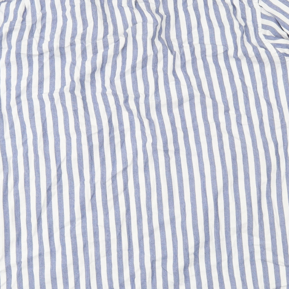 H&M Mens Blue Striped   Button-Up Size XL