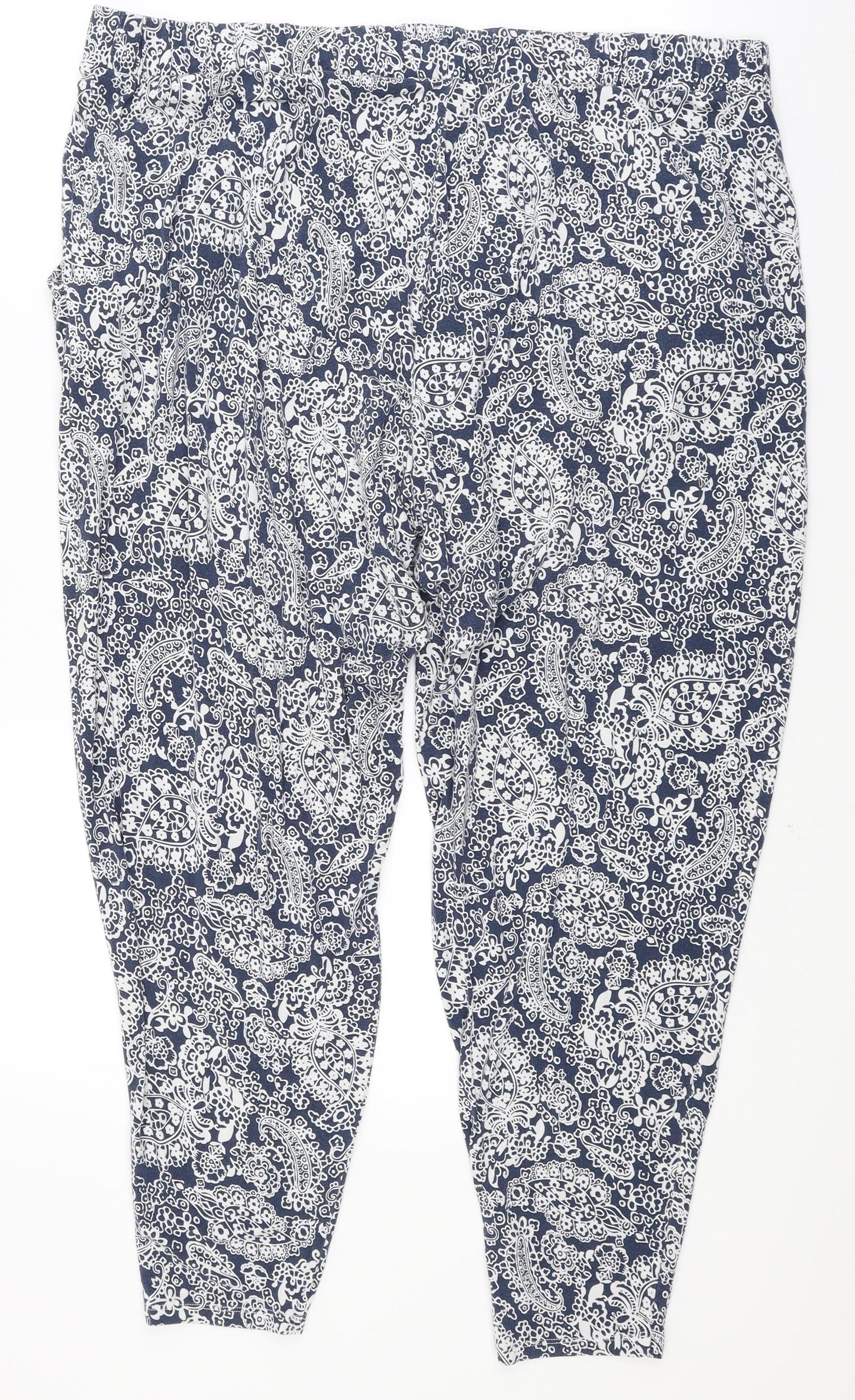 TU Womens Blue Paisley  Cropped Trousers Size 20 L24.5 in