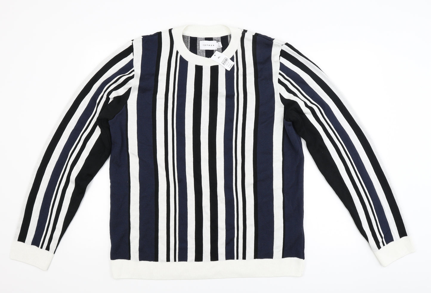 Topmann Mens Blue Striped  Pullover Jumper Size XL