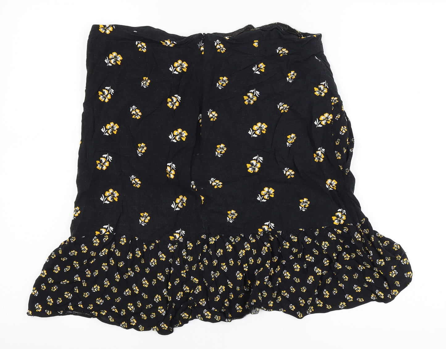 Papaya Womens Black Floral  Mini Skirt Size 14