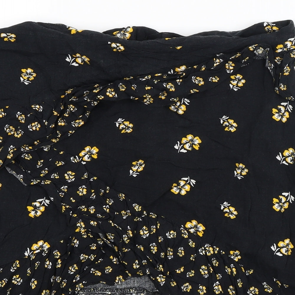 Papaya Womens Black Floral  Mini Skirt Size 14