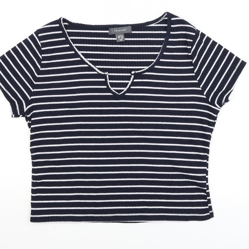 Primark Womens Blue Striped  Basic T-Shirt Size L