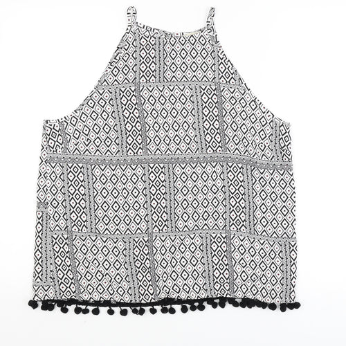 Papaya Womens White Argyle/Diamond  Camisole Tank Size 12