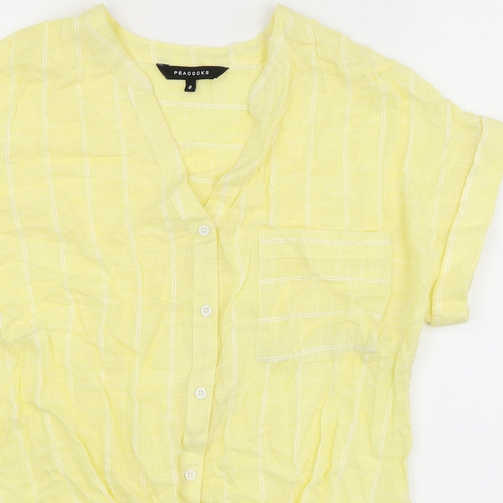 Peacocks Womens Yellow Striped  Basic Blouse Size 8