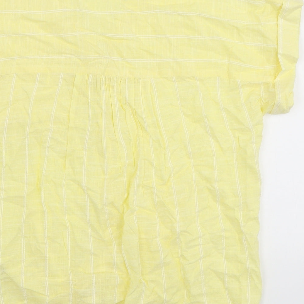 Peacocks Womens Yellow Striped  Basic Blouse Size 8