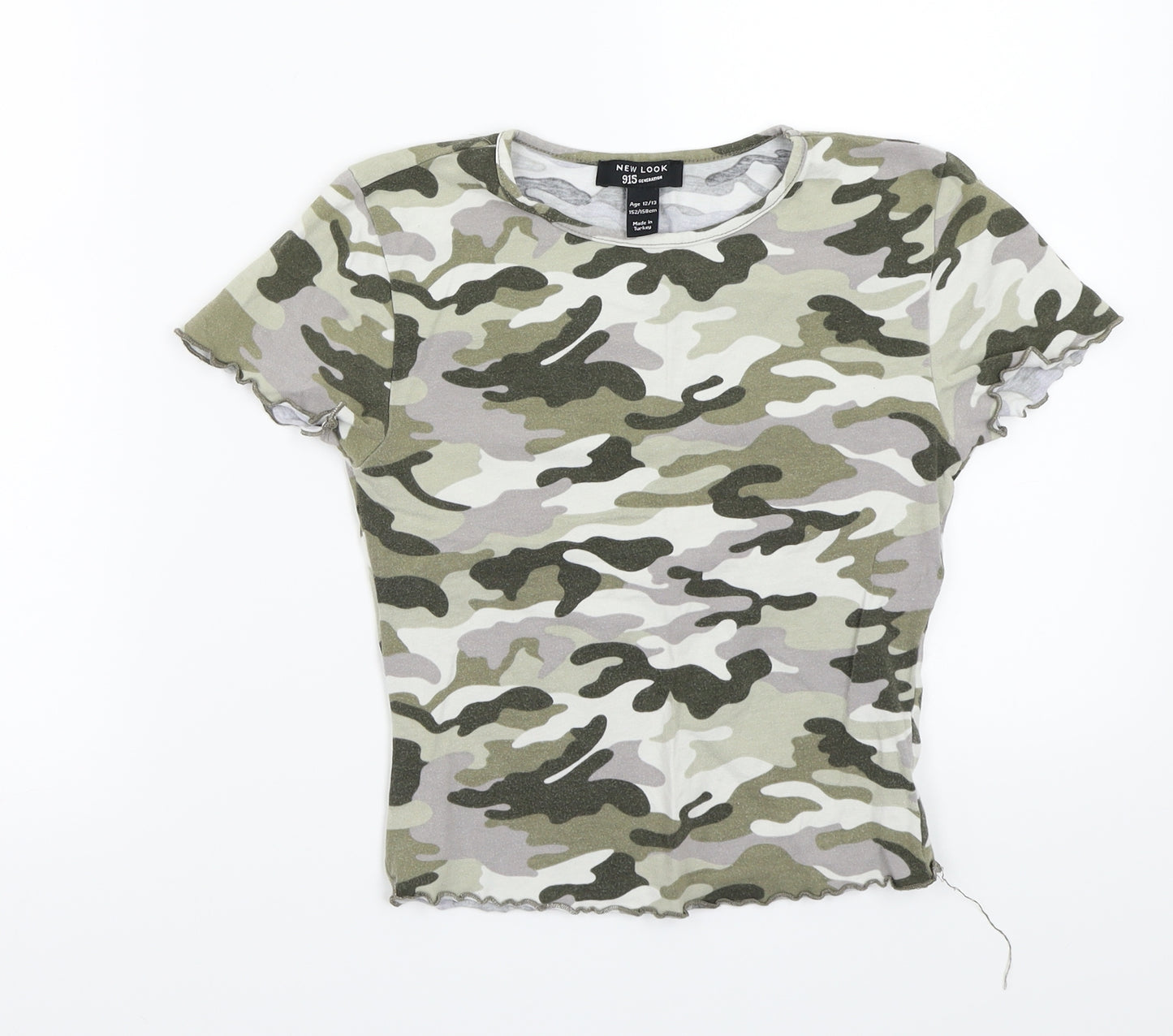 Newlook Girls Green Camouflage  Basic T-Shirt Size 13 Years