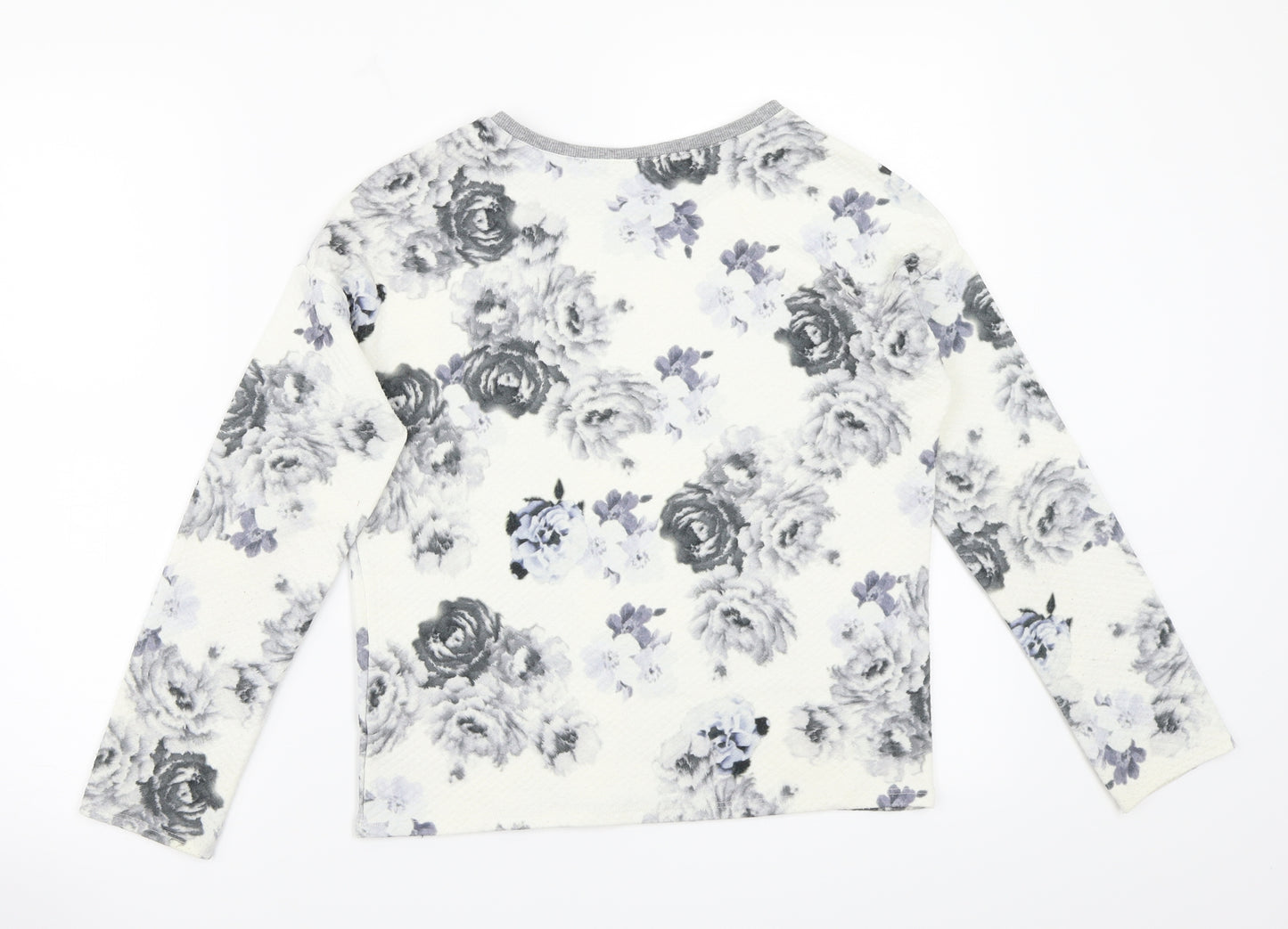 River Island Girls White Floral  Pullover Jumper Size 11 Years