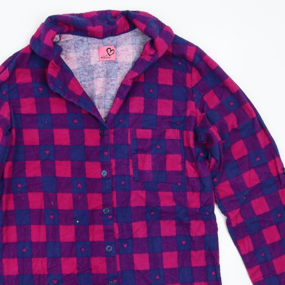 Adore Womens Purple Check  Basic Button-Up Size 8