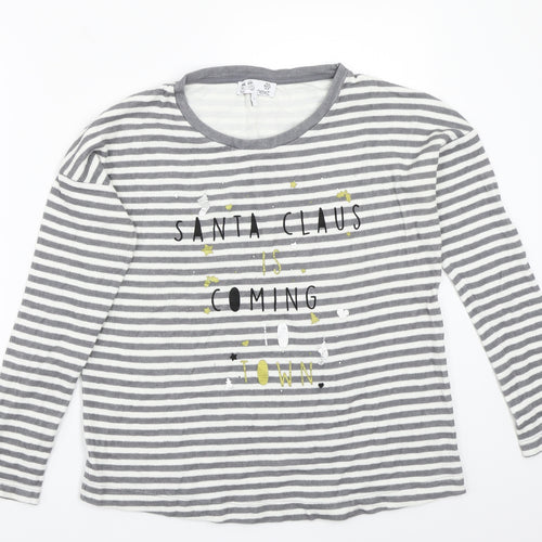NEXT Womens Grey Striped  Basic T-Shirt Size 8  - Christmas