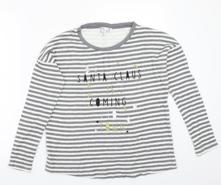 NEXT Womens Grey Striped  Basic T-Shirt Size 8  - Christmas