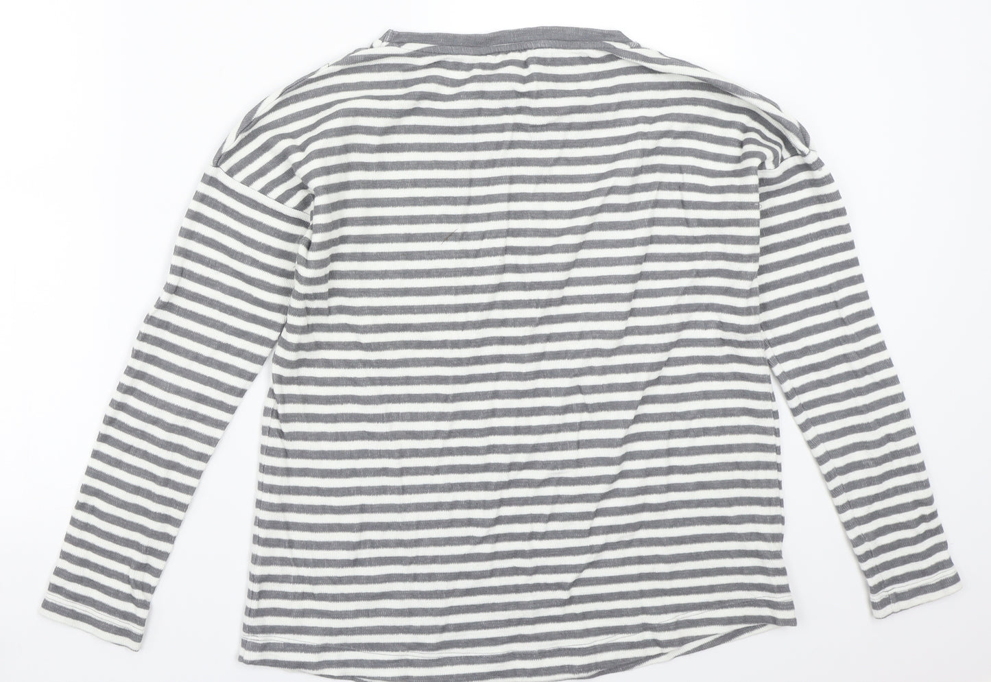NEXT Womens Grey Striped  Basic T-Shirt Size 8  - Christmas