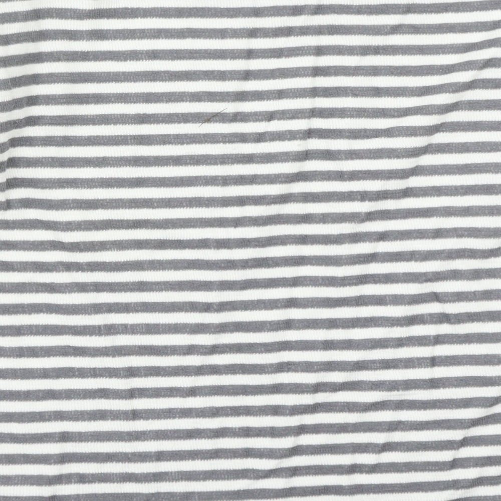 NEXT Womens Grey Striped  Basic T-Shirt Size 8  - Christmas