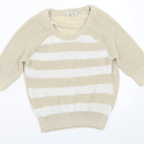 peacocks  Womens Beige Striped  Pullover Jumper Size M