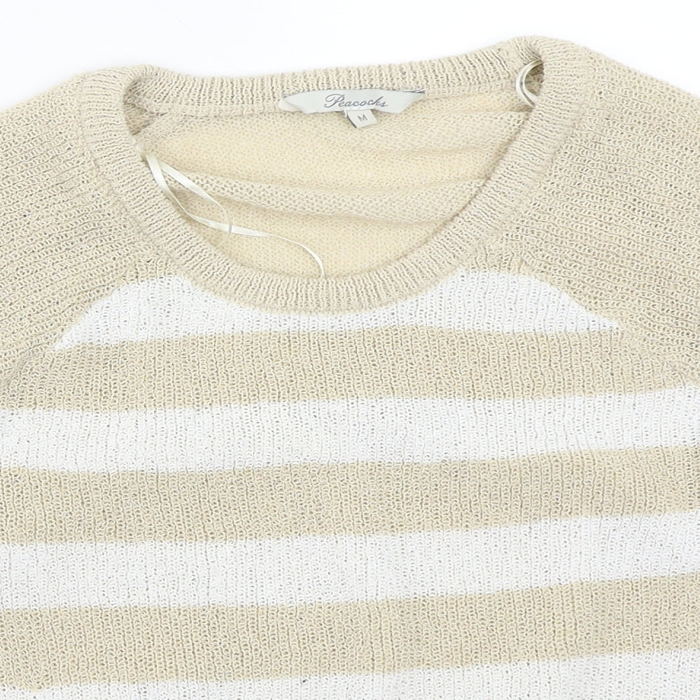 peacocks  Womens Beige Striped  Pullover Jumper Size M