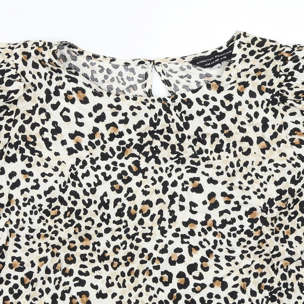 Dorothy Perkins Womens Beige Animal Print  Basic T-Shirt Size 18