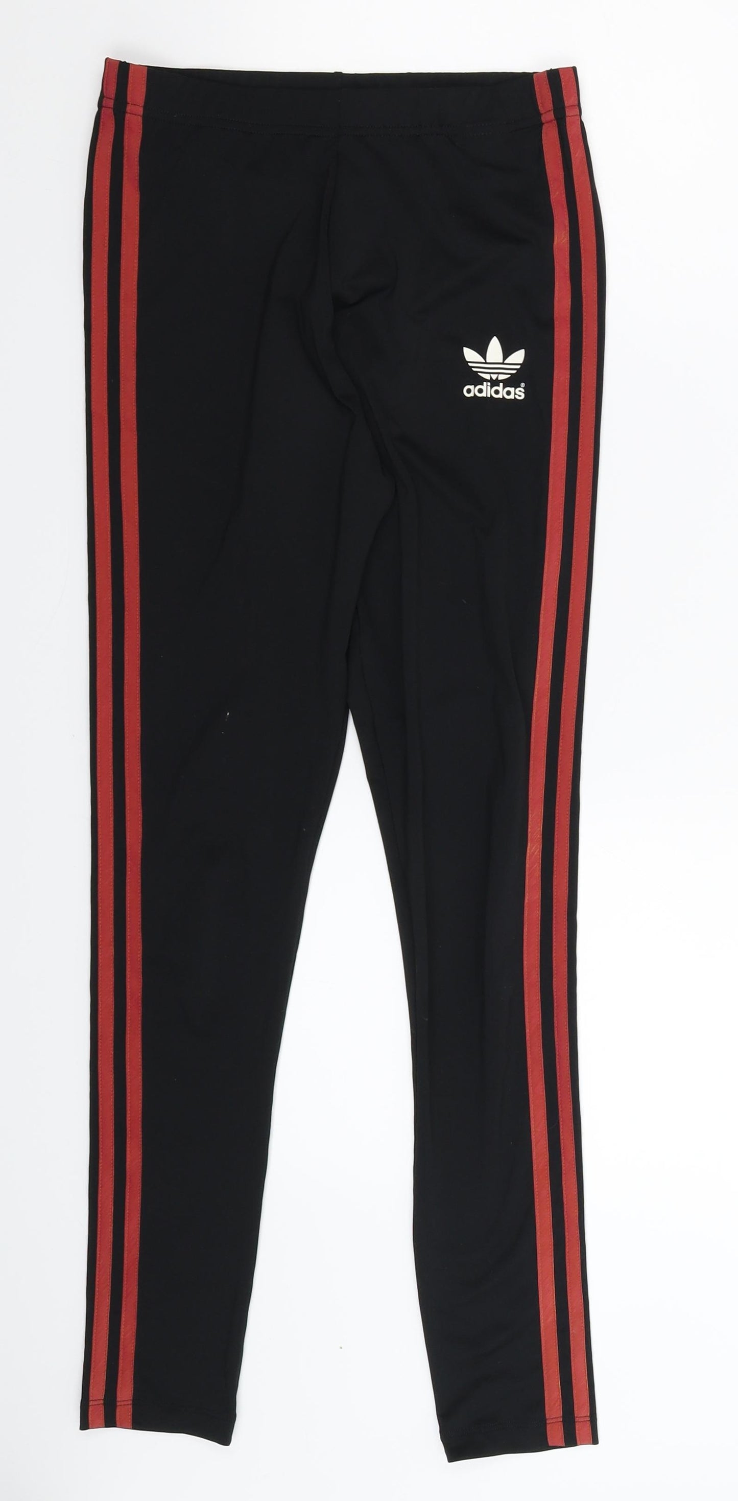 adidas Womens Black Striped  Compression Leggings Size 6 L27 in