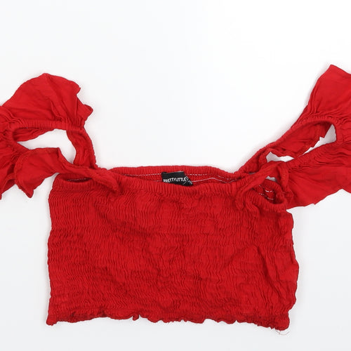 PRETTYLITTLETHING Womens Red   Cropped T-Shirt Size 6