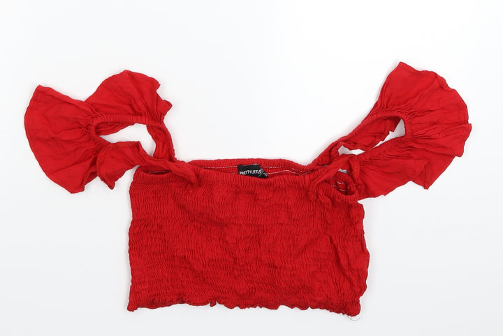 PRETTYLITTLETHING Womens Red   Cropped T-Shirt Size 6