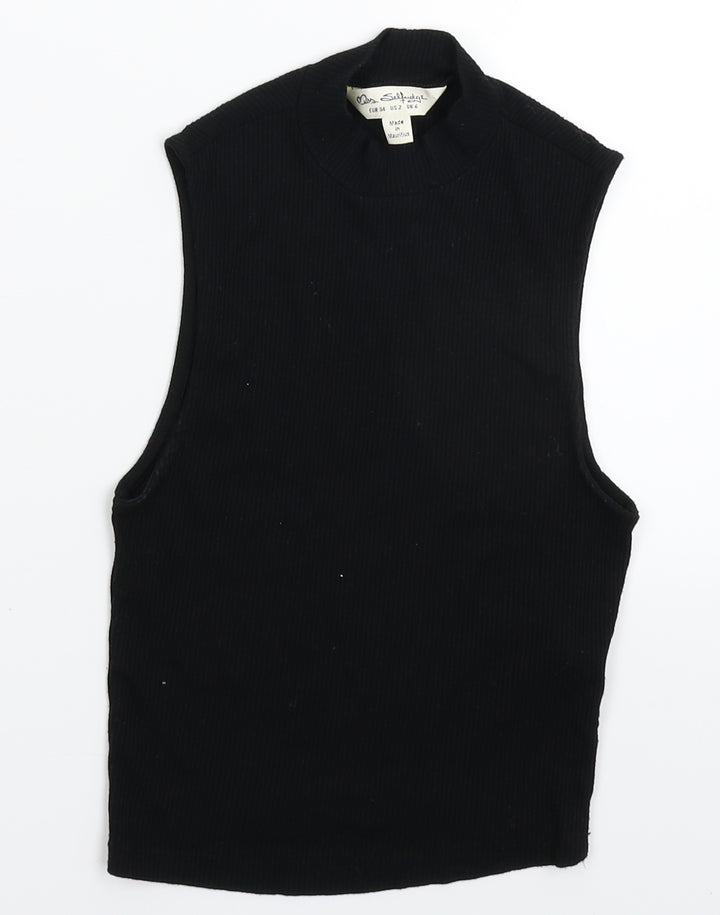 Miss Selfridge Womens Black Basic T-Shirt Size 6