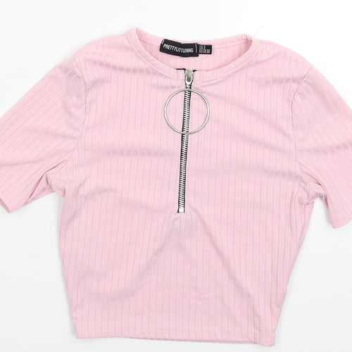 PRETTYLITTLETHING Womens Pink   Basic T-Shirt Size 4