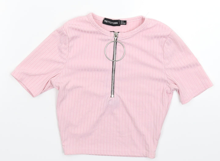 PRETTYLITTLETHING Womens Pink   Basic T-Shirt Size 4